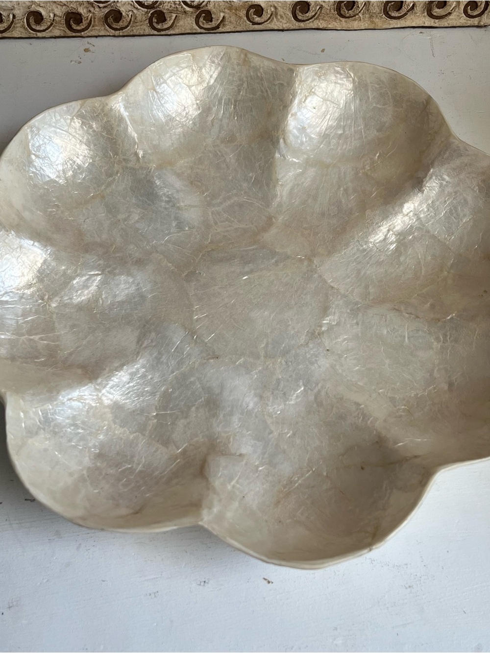 Retro boho Capiz shell style scalloped dish - Picture 2 of 7